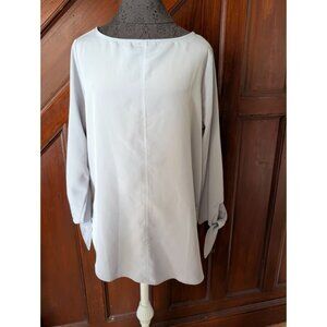 Lands End Outfitters Womens Beige Long Sleeve Blouse Tie Cuff Detail Size 12